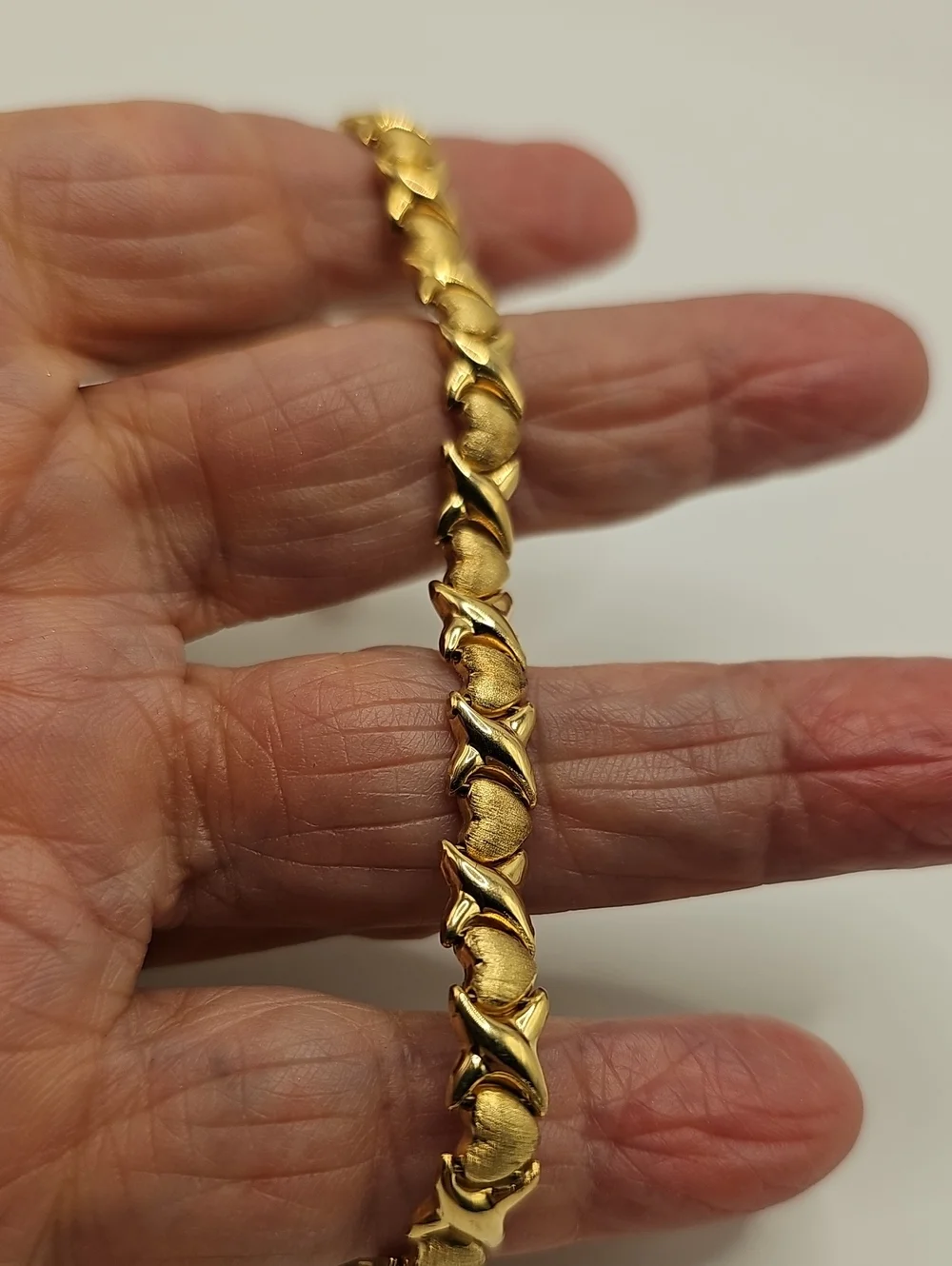 FCL Italy 14K Yellow Gold XO Hugs Kisses Link Bracelet Womens Size 7 Gold 8.5g